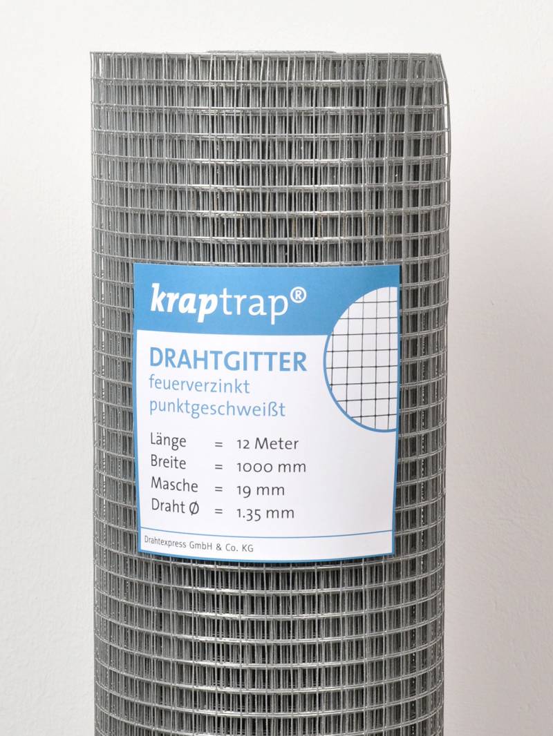 Kraptrap® feuerverzinktes Drahtgitter 19 x 19 mm mit 1,45 mm Stärke