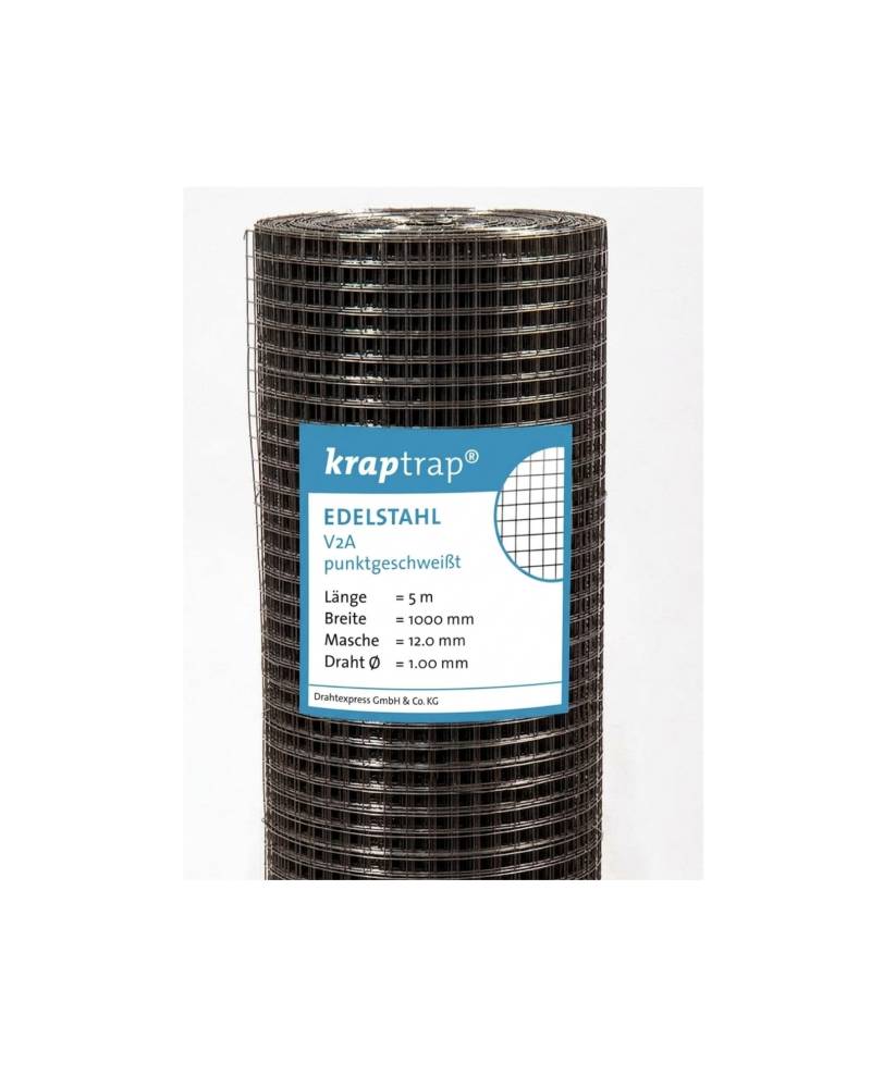 Kraptrap® schwarz pulverbeschichtet, Edelstahl Drahtgitter 12 x 12 mm mit 1,0 mm Drahtstärke