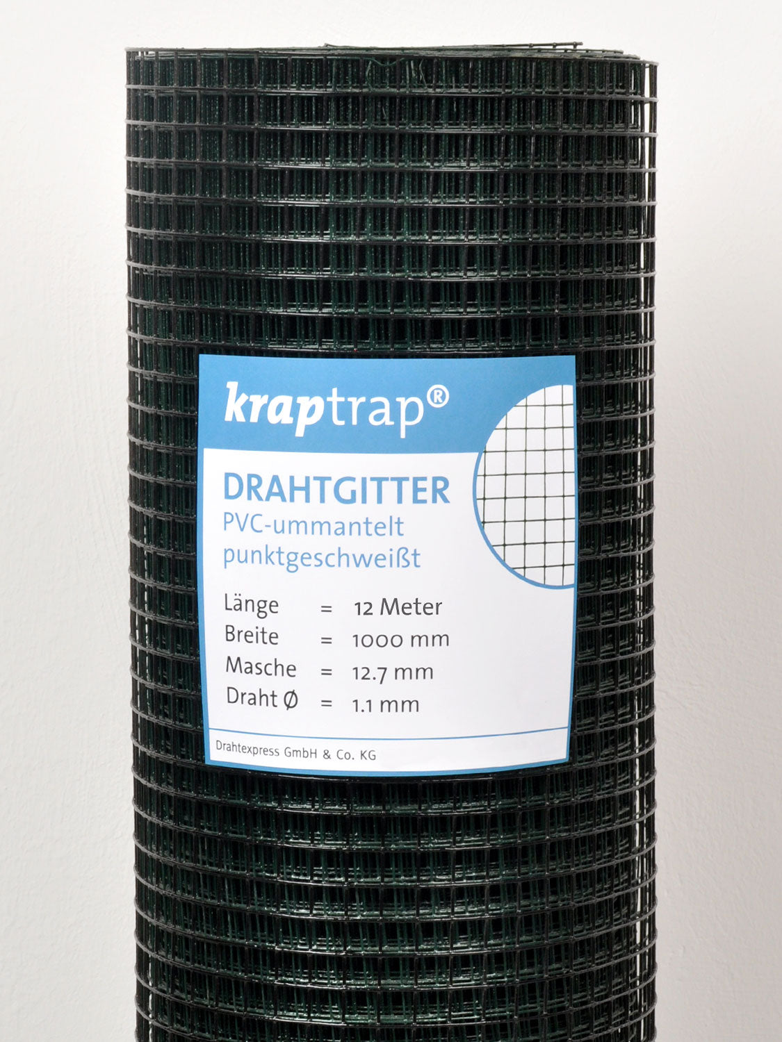 Kraptrap® schwarzes, feuerverzinktes Drahtgitter 12,7 x 12,7  mm mit 1,1 mm Gesamtstärke