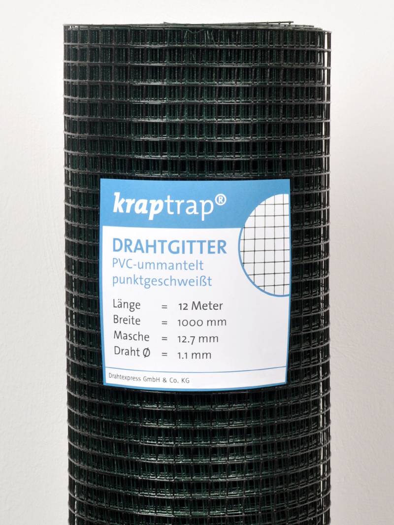 Kraptrap® schwarzes, feuerverzinktes Drahtgitter 12,7 x 12,7  mm mit 1,1 mm Gesamtstärke
