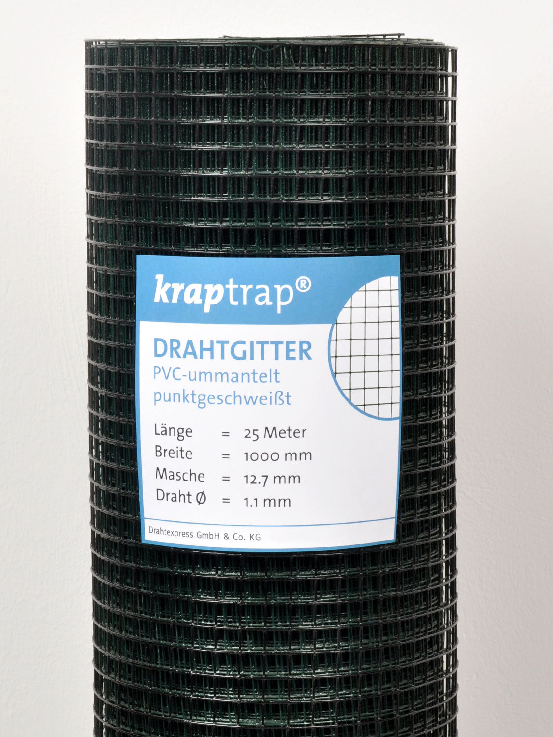 Kraptrap® schwarzes, feuerverzinktes Drahtgitter 12,7 x 12,7  mm mit 1,1 mm Gesamtstärke