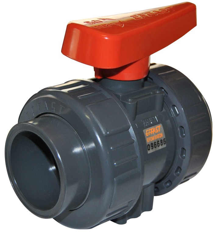Kugelhahn Klebemuffe Viton mit Doppelter Überwurfmutter D 40mm PVC und Fittings Schwimmbad