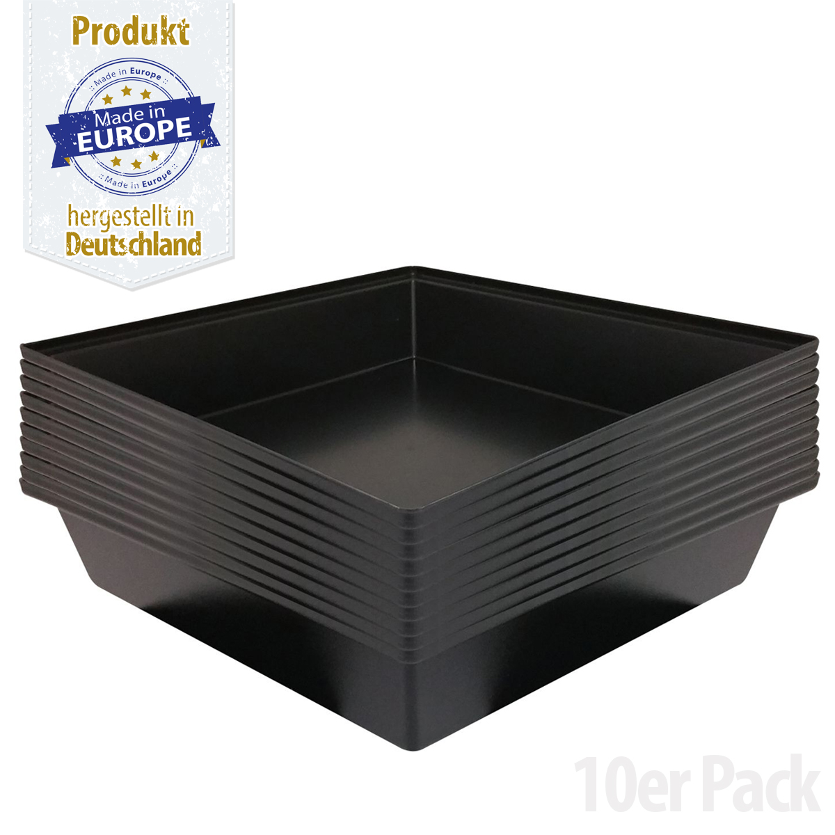 Kunststoff Wanne - Kotwanne - Kunststoff Schale - 60 x 60 cm -  ca. 36 l - 10er Pack