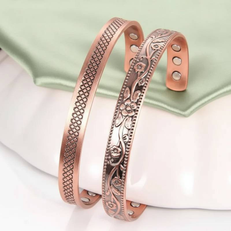 Kupferschmuck Armreif mit Magneten im 2-Set
