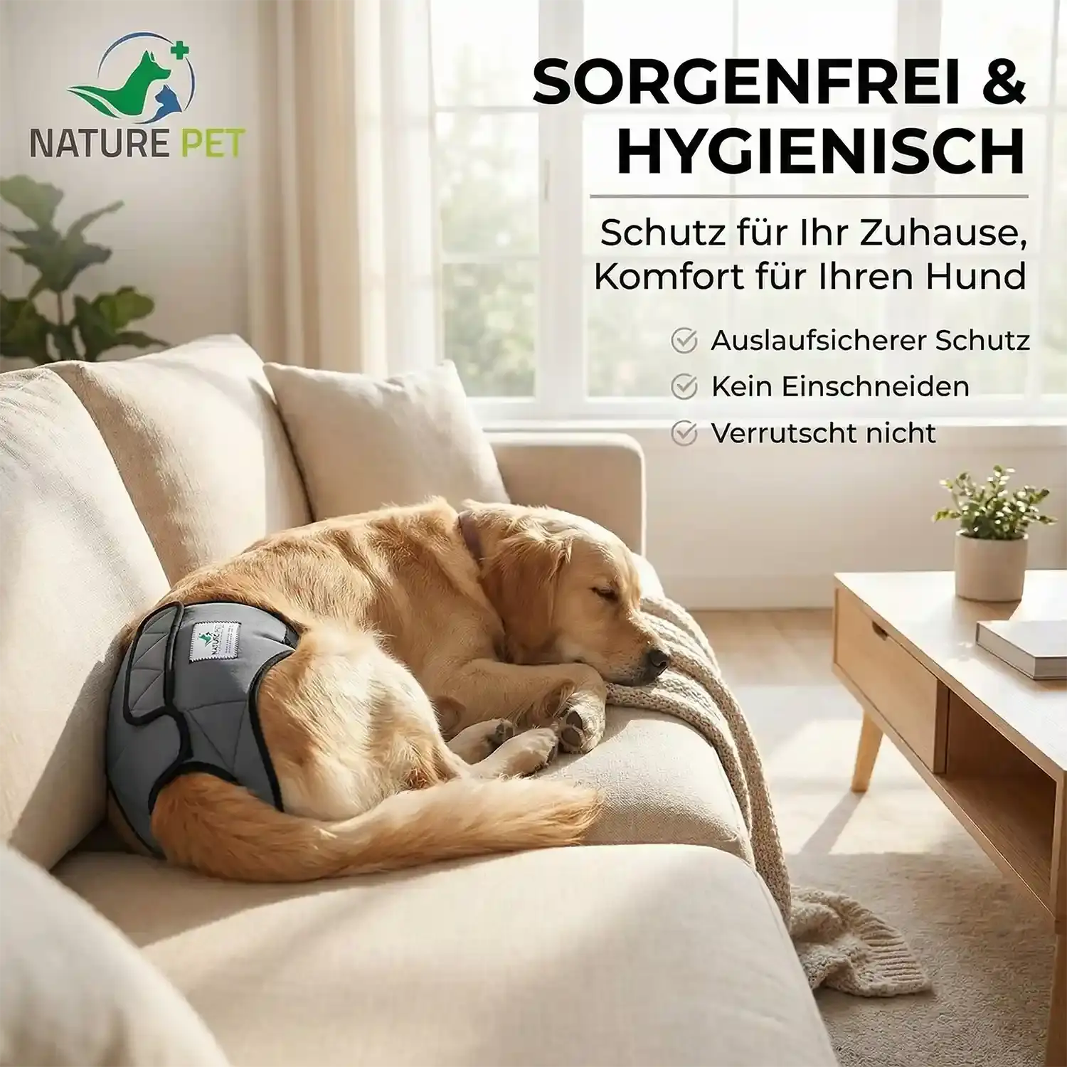 Läufigkeitshose für Hündinnen – 7 L / 59 - 66 cm / Rot