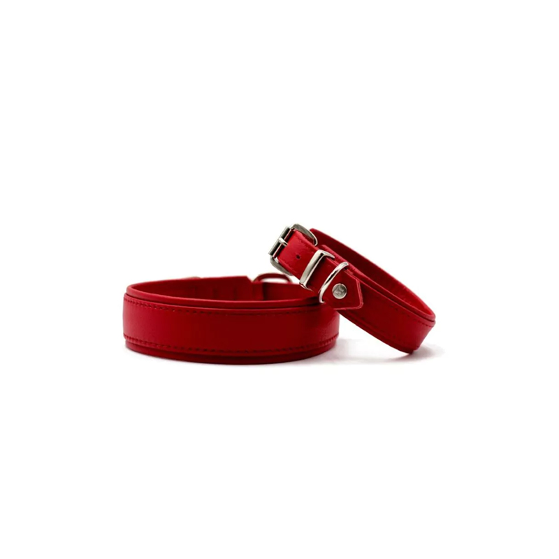 Leder-Halsband Klassik Soft in Rot 55