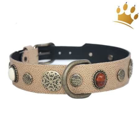 Lederhalsband Hermes Beige