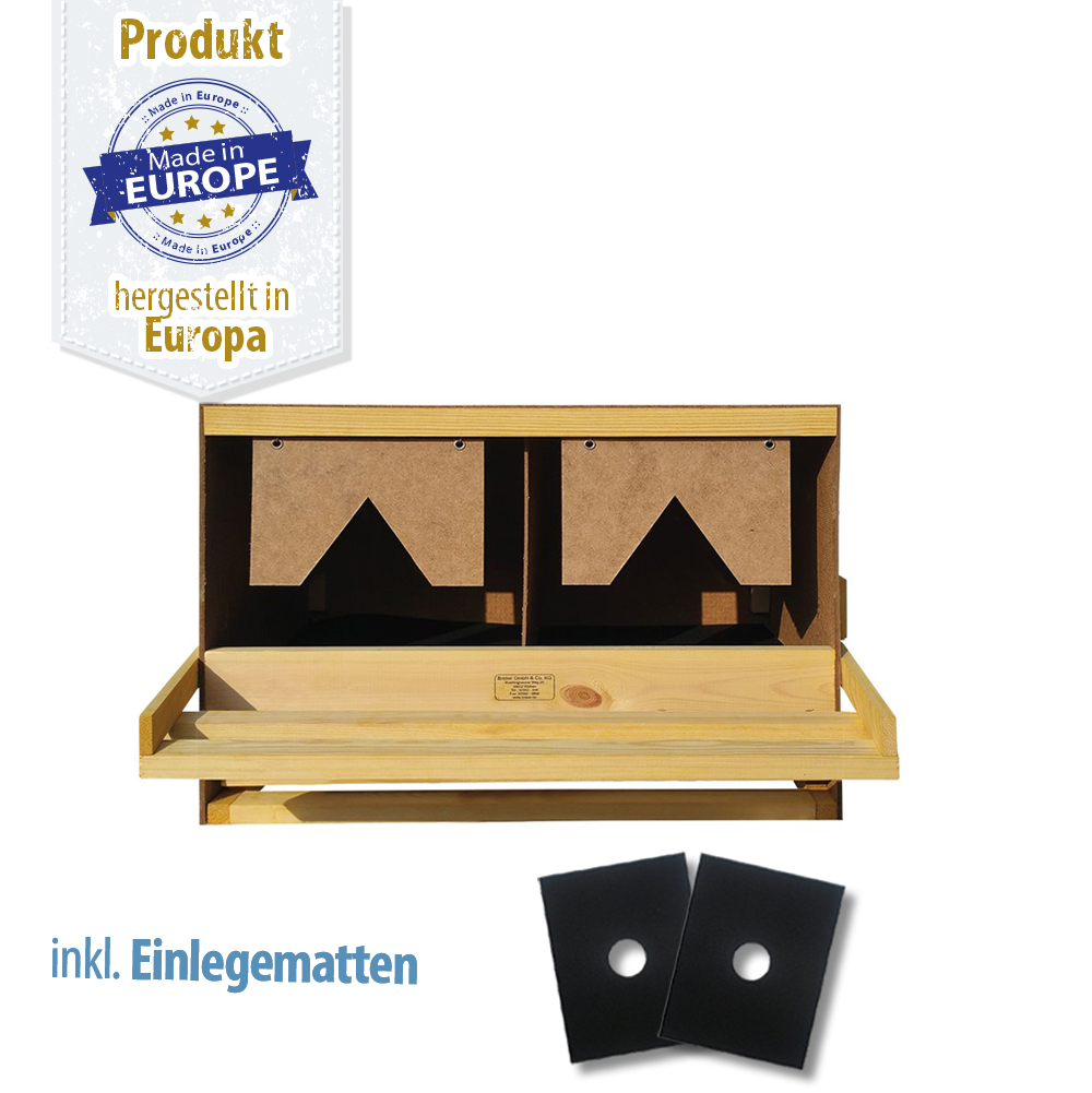 Legenest - Abrollnest - Hühnernest - Holz - 2 Abteilungen groß - gerade