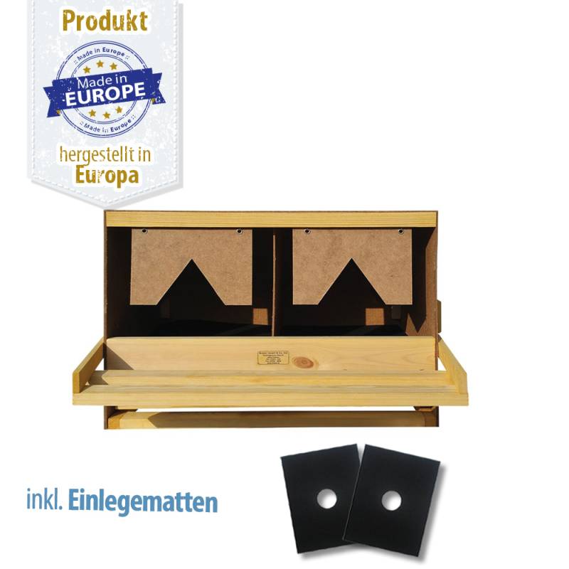 Legenest - Abrollnest - Hühnernest - Holz - 2 Abteilungen groß - gerade Legenest - Abrollnest - Hühnernest - Holz - 2 Abteilungen groß - gerade