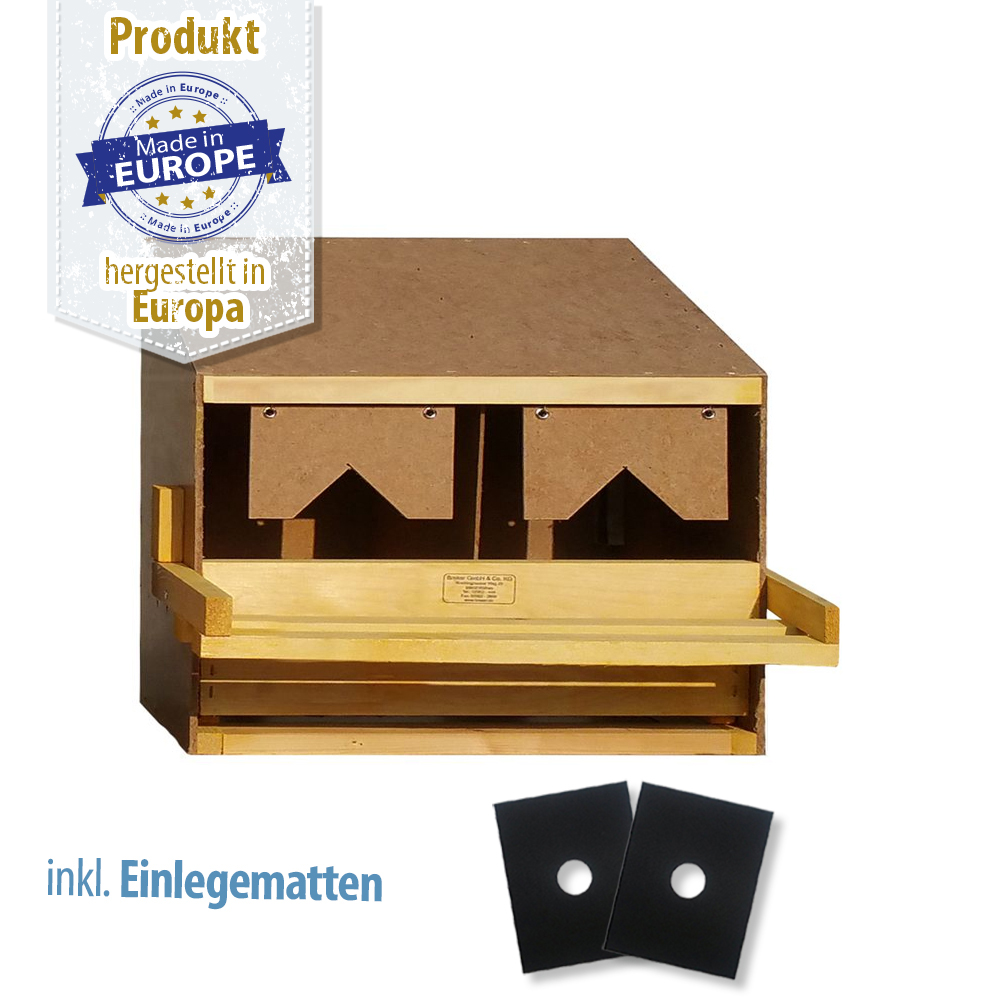 Legenest - Abrollnest - Hühnernest - Holz - 2 Abteilungen groß - schräg
