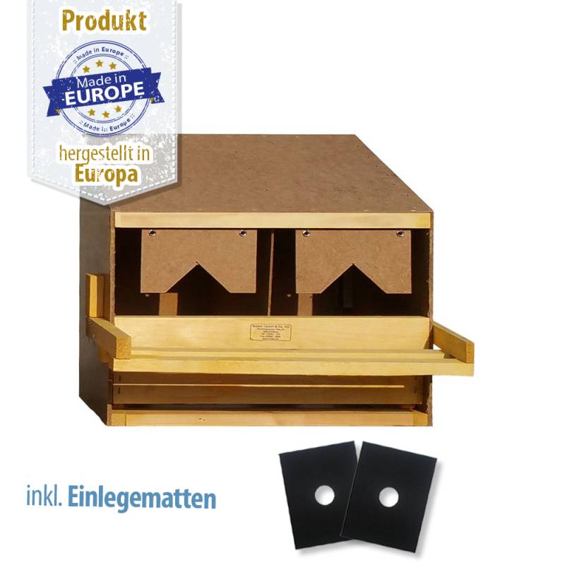 Legenest - Abrollnest - Hühnernest - Holz - 2 Abteilungen groß - schräg Legenest - Abrollnest - Hühnernest - Holz - 2 Abteilungen groß - schräg