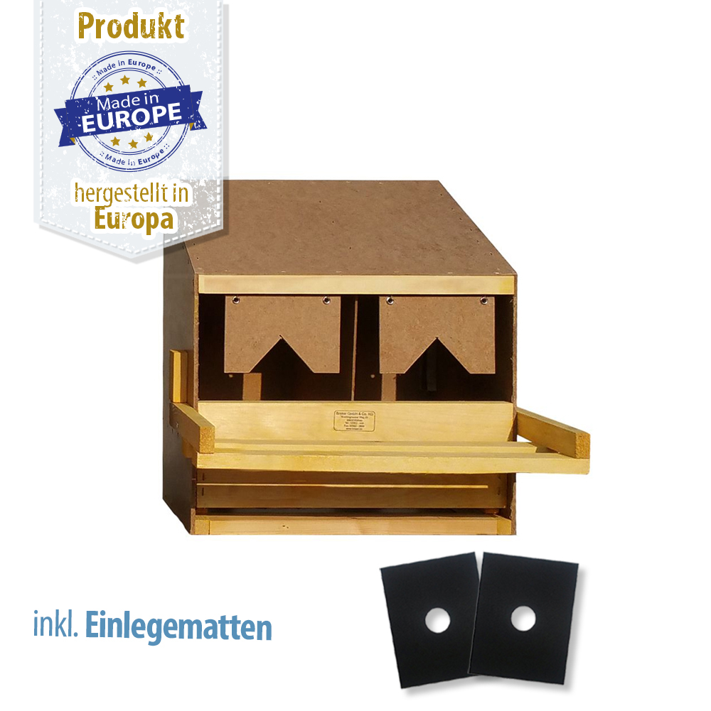 Legenest - Abrollnest - Hühnernest - Holz - 2 Abteilungen - schräg