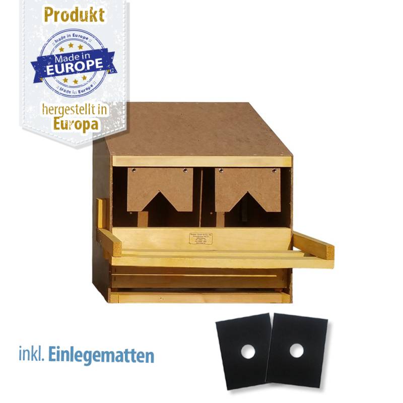 Legenest - Abrollnest - Hühnernest - Holz - 2 Abteilungen - schräg Legenest - Abrollnest - Hühnernest - Holz - 2 Abteilungen - schräg