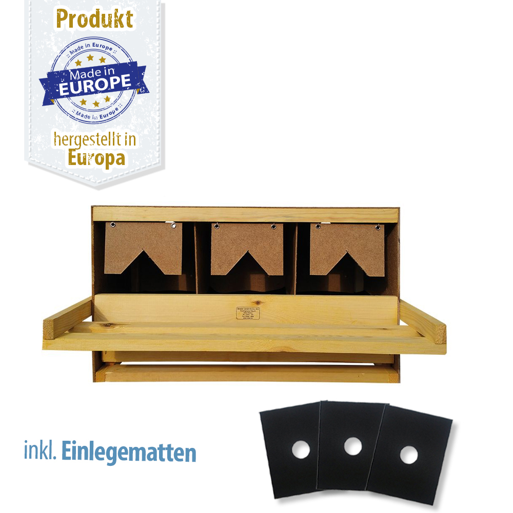 Legenest - Abrollnest - Hühnernest - Holz - 3 Abteilungen - gerade