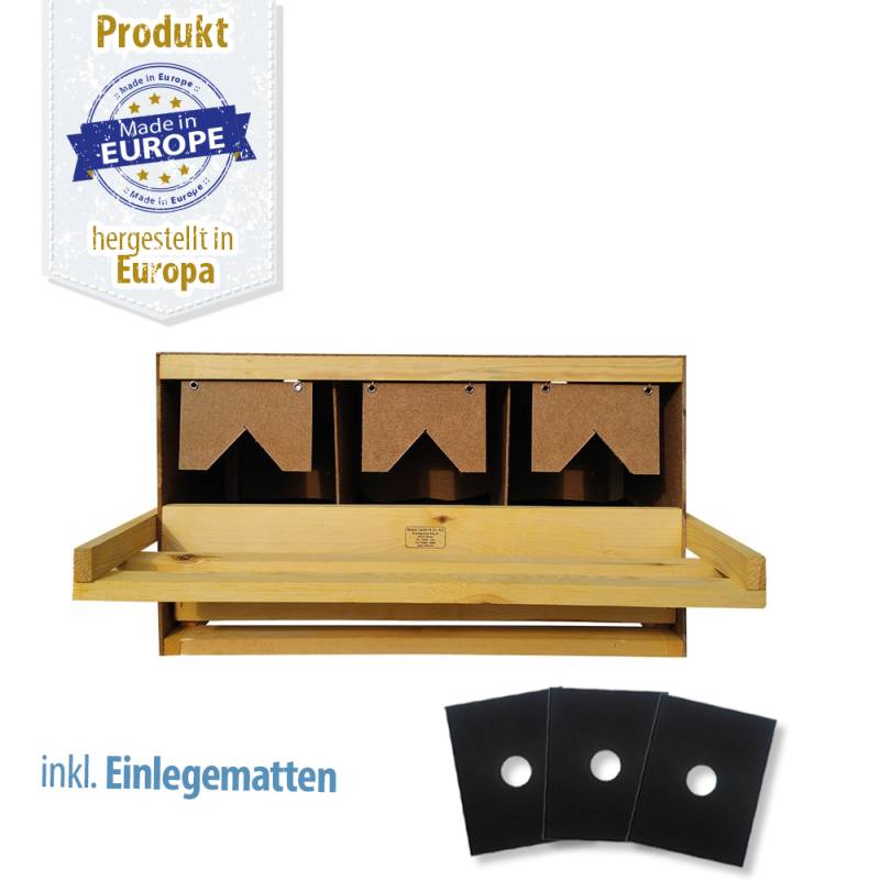 Legenest - Abrollnest - Hühnernest - Holz - 3 Abteilungen - gerade
