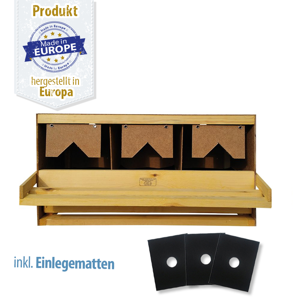 Legenest - Abrollnest - Hühnernest - Holz - 3 Abteilungen groß - gerade