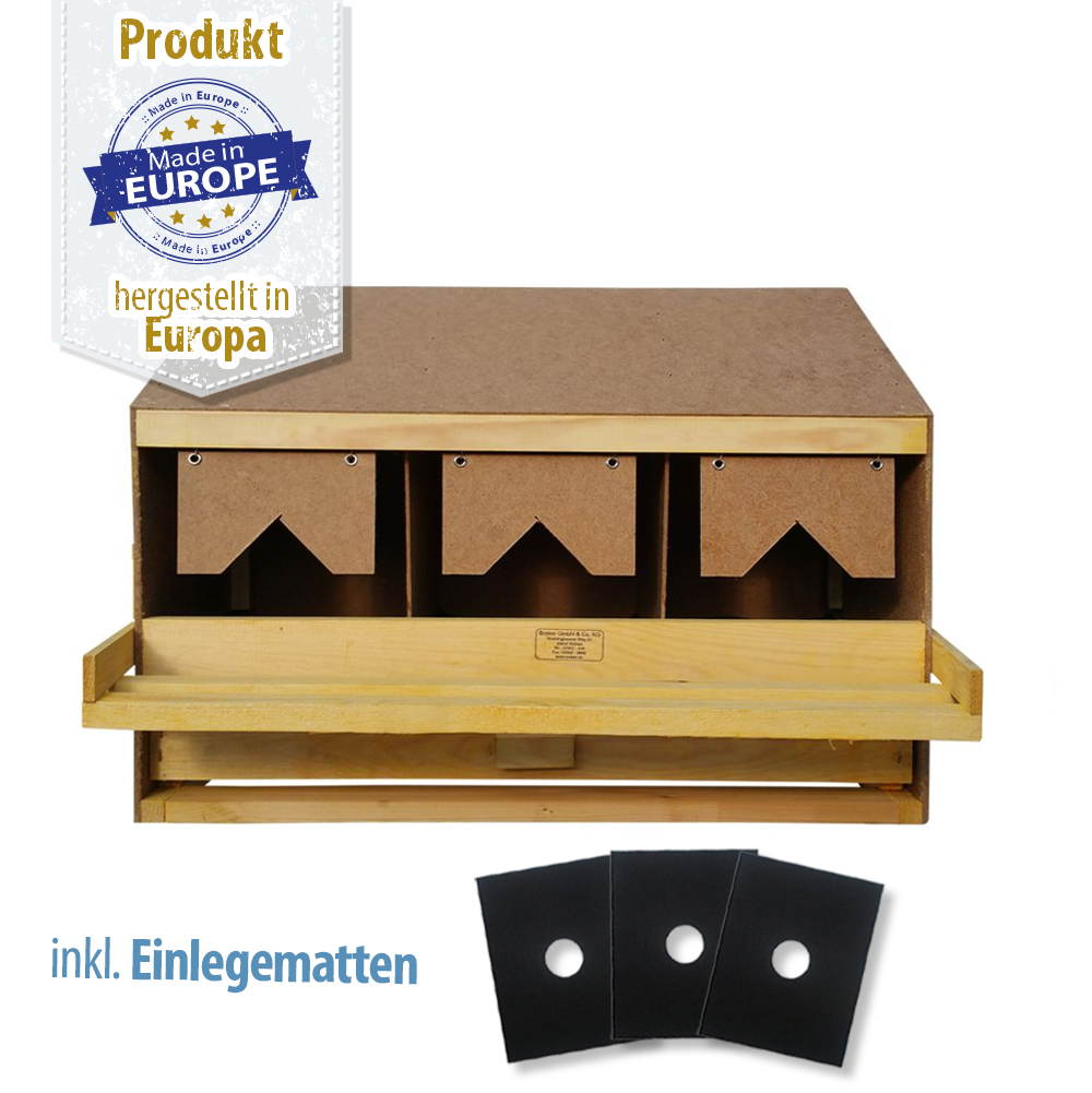 Legenest - Abrollnest - Hühnernest - Holz - 3 Abteilungen groß - schräg