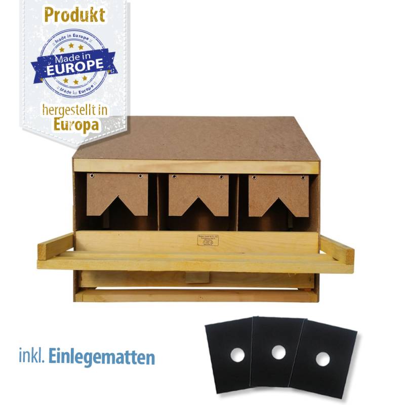 Legenest - Abrollnest - Hühnernest - Holz - 3 Abteilungen - schräg Legenest - Abrollnest - Hühnernest - Holz - 3 Abteilungen - schräg