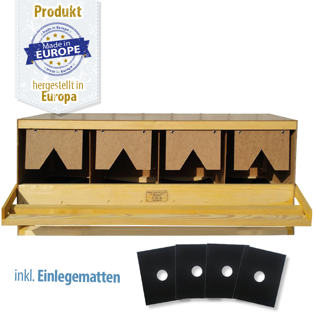 Legenest - Abrollnest - Hühnernest - Holz - 4 Abteilungen groß - gerade