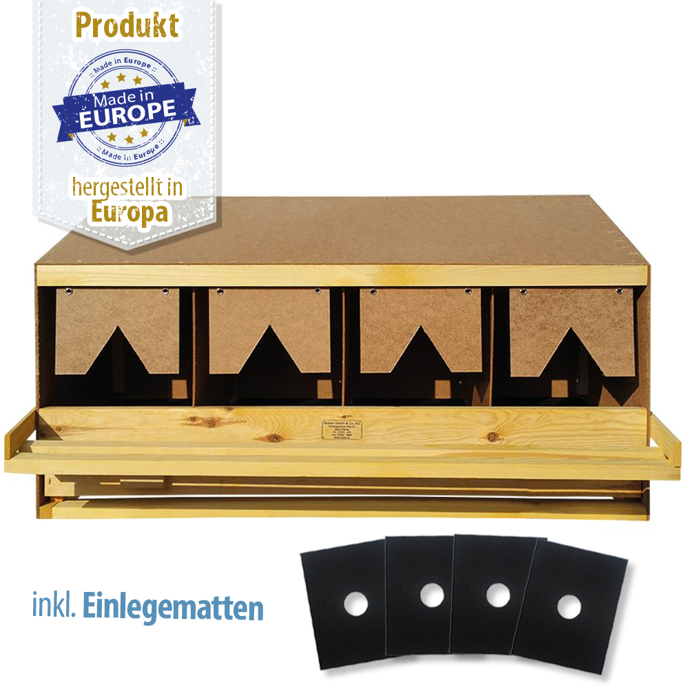 Legenest - Abrollnest - Hühnernest - Holz - 4 Abteilungen groß - schräg