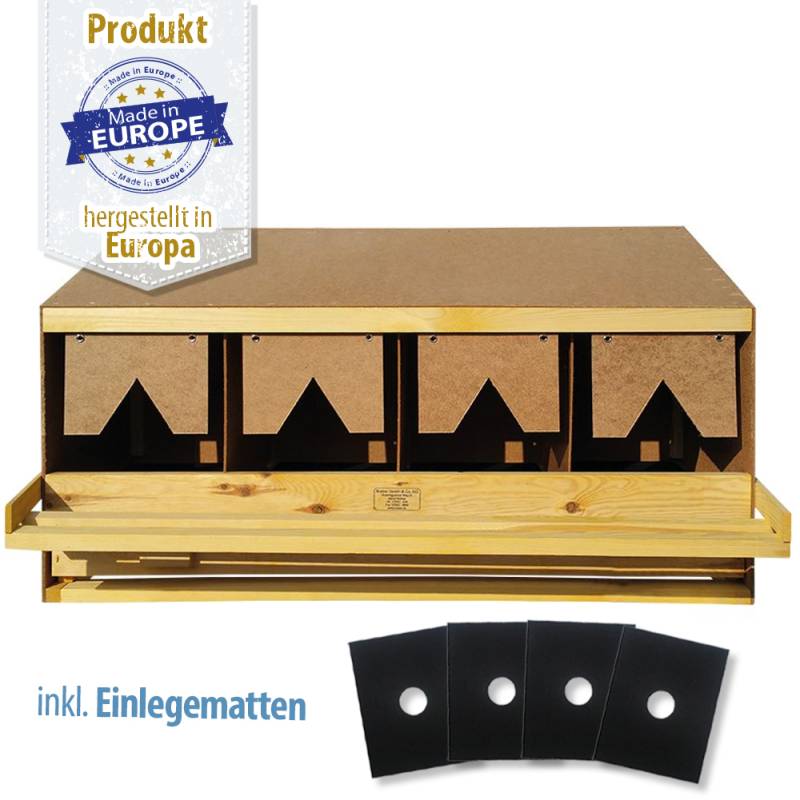 Legenest - Abrollnest - Hühnernest - Holz - 4 Abteilungen groß - schräg Legenest - Abrollnest - Hühnernest - Holz - 4 Abteilungen groß - schräg