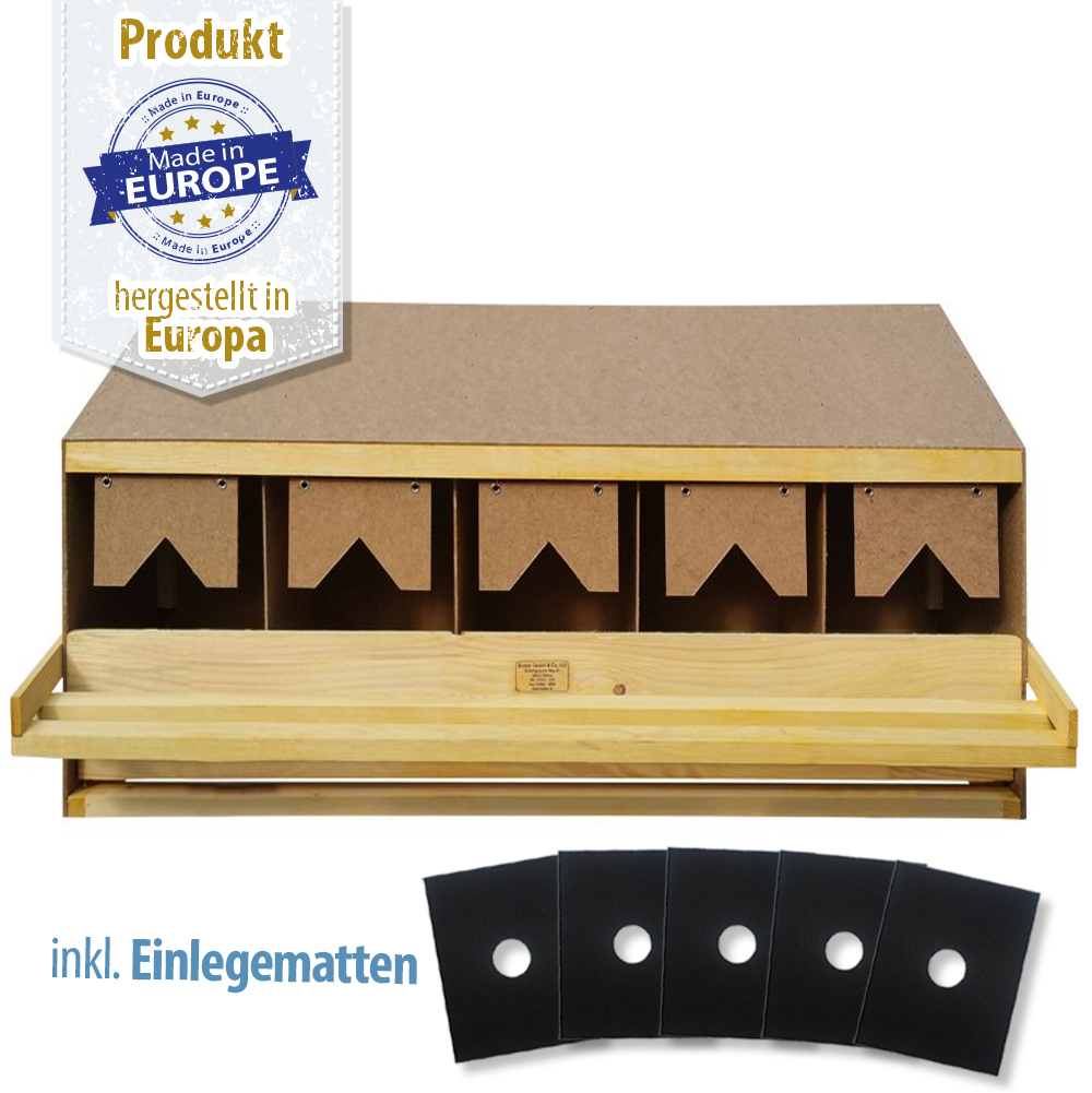 Legenest - Abrollnest - Hühnernest - Holz - 5 Abteilungen - schräg