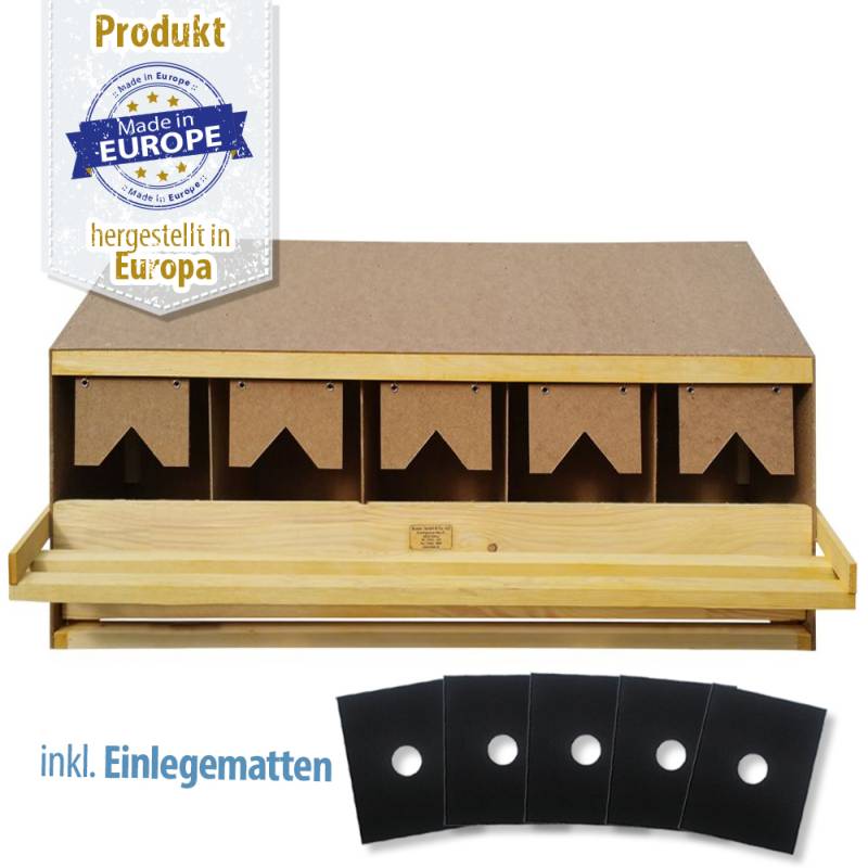 Legenest - Abrollnest - Hühnernest - Holz - 5 Abteilungen - schräg Legenest - Abrollnest - Hühnernest - Holz - 5 Abteilungen - schräg