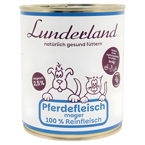 Lunderland Reinfleisch-Dose Pferdefleisch mager 800 g für Hunde