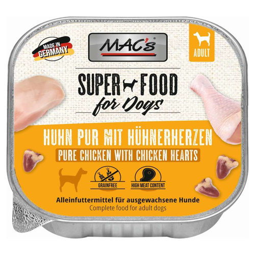 MACs Huhn pur mit Geflügelherzen 150 g - 10 Stück MACs Huhn pur mit Geflügelherzen 150 g - 10 Stück