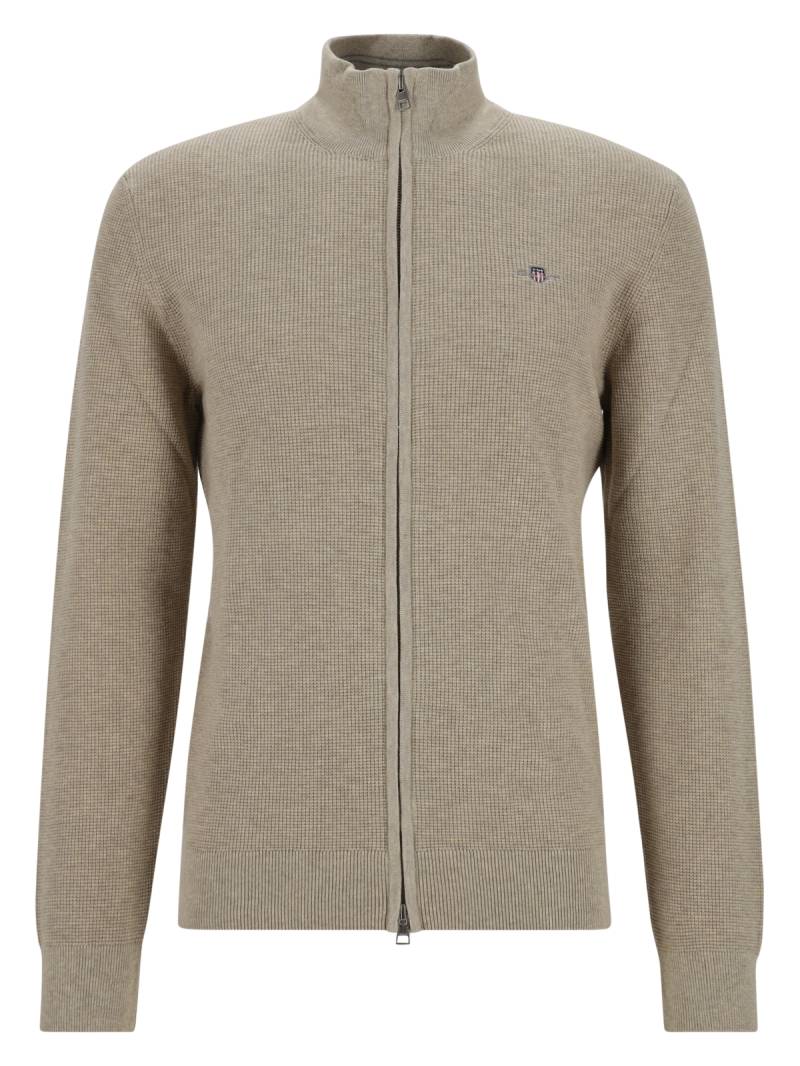 MICRO TEXTURED COTTON ZIP CARDIGAN MICRO TEXTURED COTTON ZIP CARDIGAN