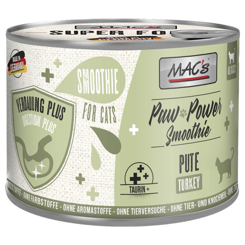 MACs Paw Power Smoothie Pute - Verdauung Plus 200 g - 6 Stück für Katzen