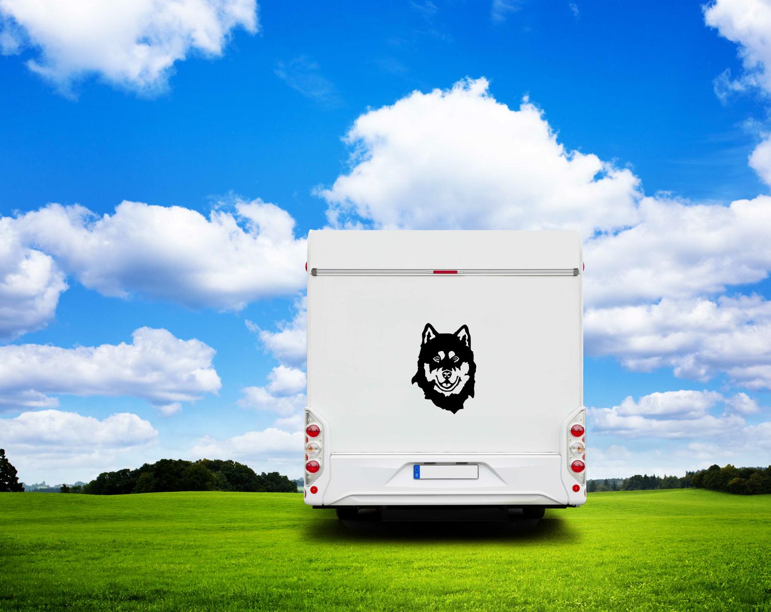 Malamut Kopf Auto Wohnmobil Aufkleber  I Wandtattoo - H50cm / Schwarz