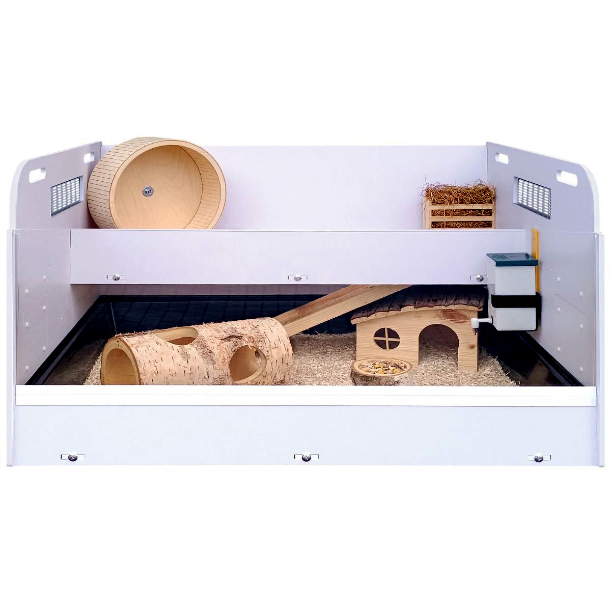 Meerschweinchen Stall Deluxe - Komplettset mit Holzausstattung - Kleintierstall
