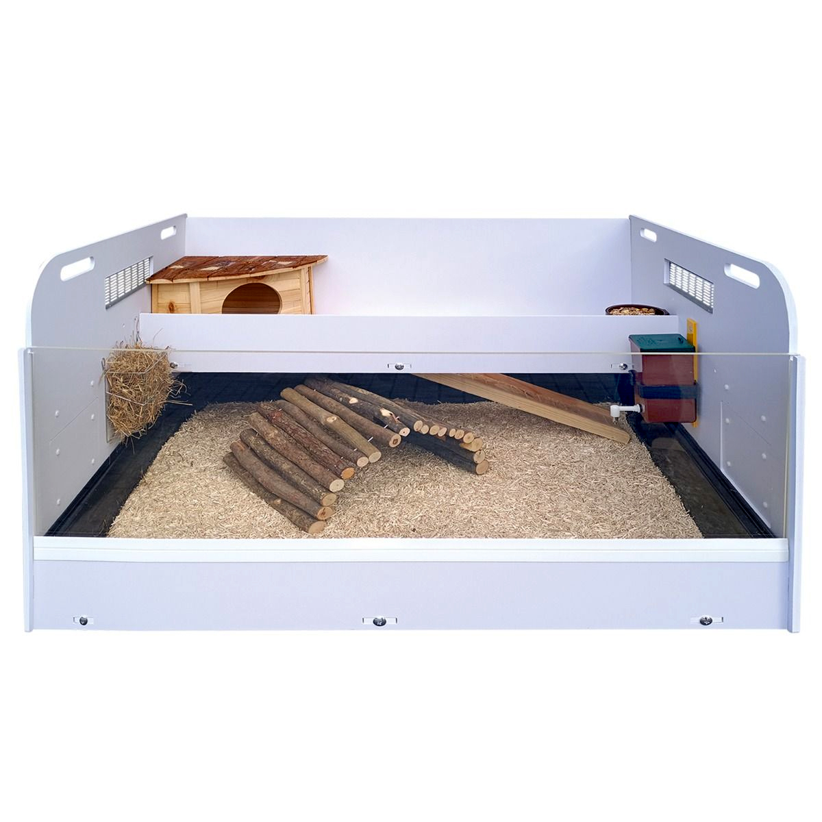 Meerschweinchen Stall - Komplettset mit Kunststoffausstattung - Kleintierstall