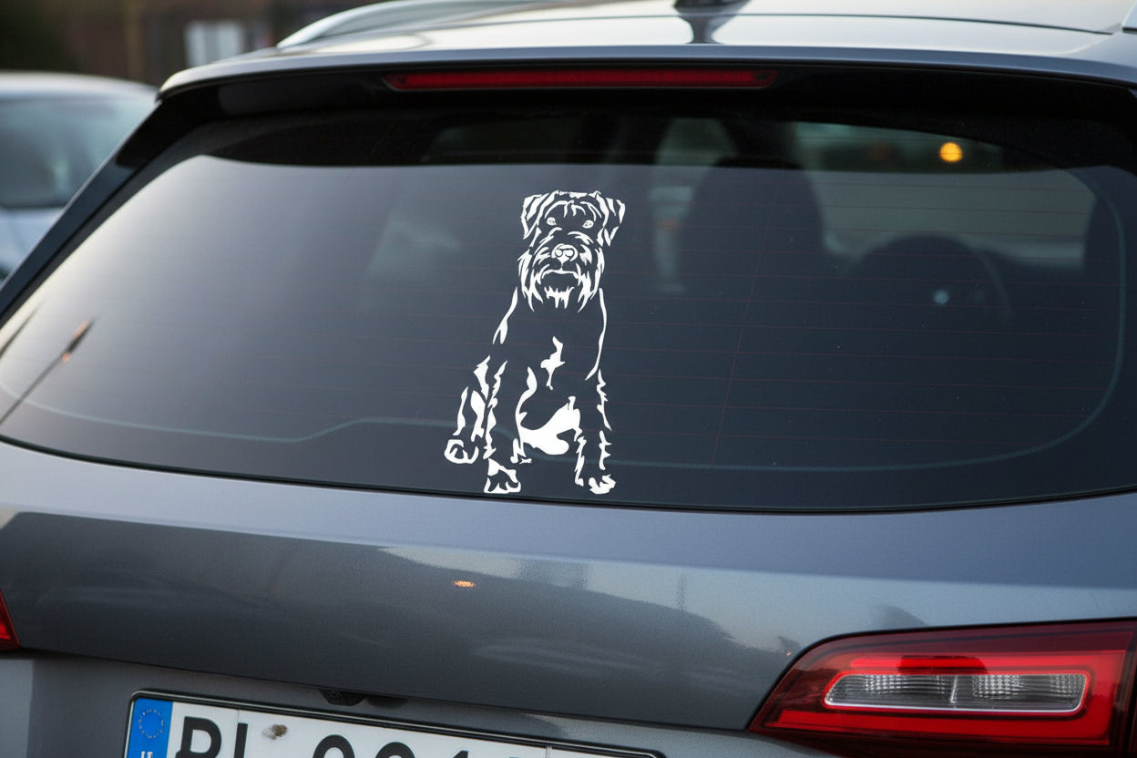 Mittelschnauzer Auto Wohnmobil Aufkleber l Wandtattoo - H30cm / Schwarz