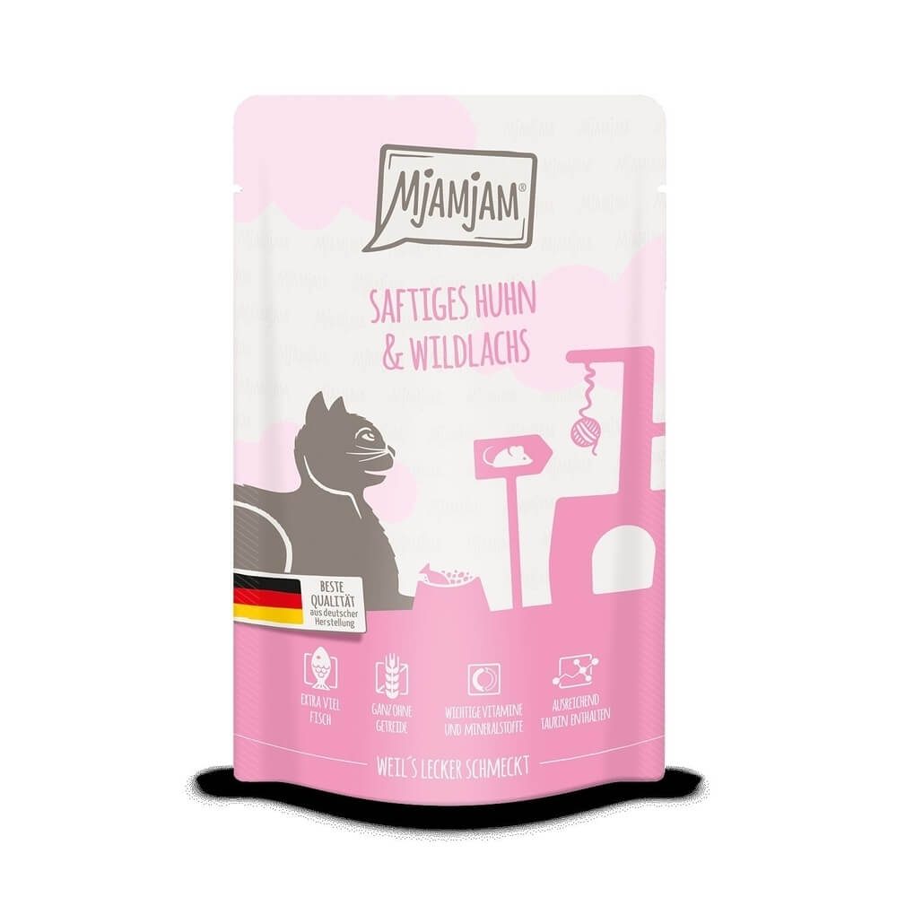 MjAMjAM Katzen Nassfutter saftiges Huhn und Wildlachs