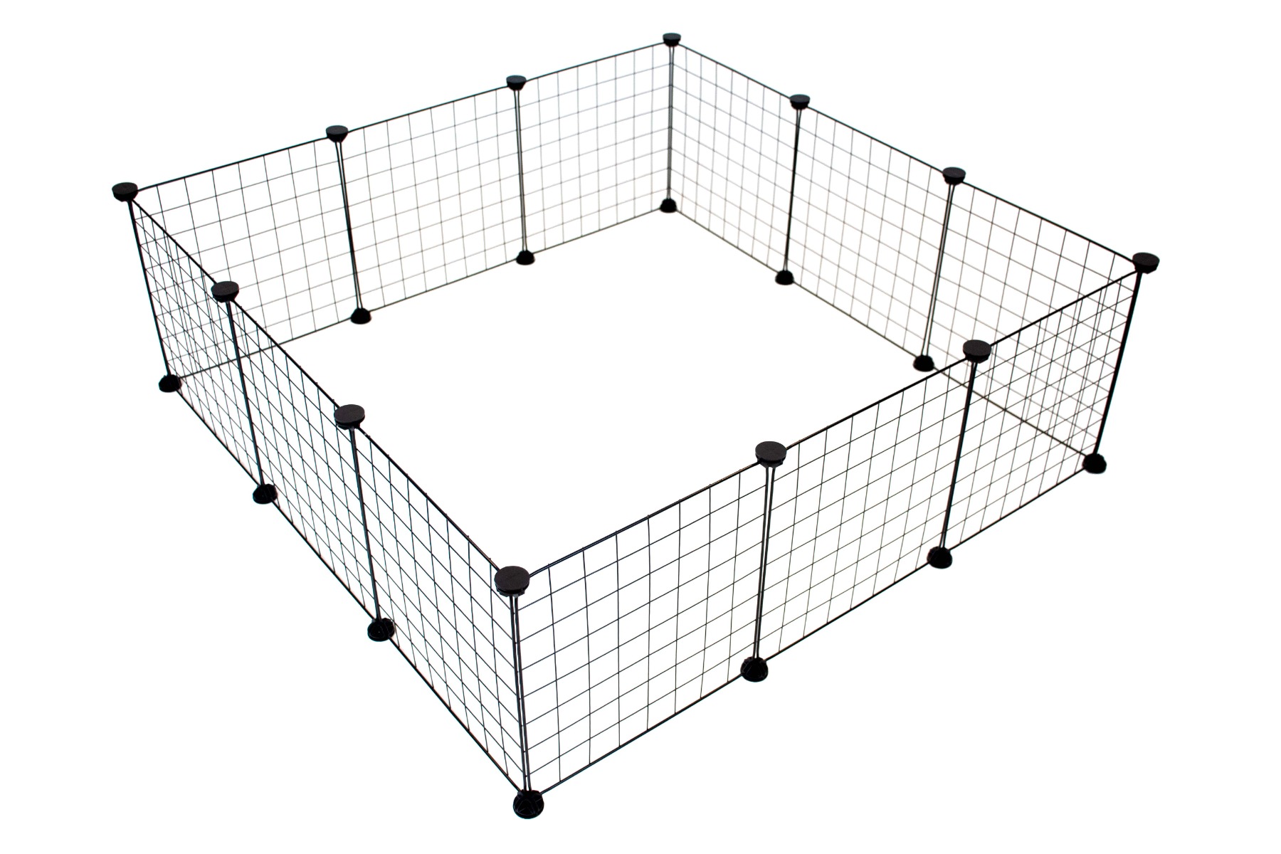 Modulares Kleintiergehege / Kleintierstall 107 x 107 x 35 cm - schwarz