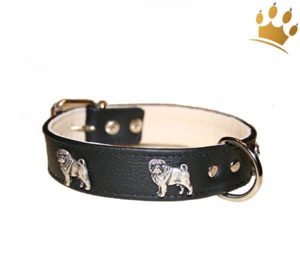 Motivhalsband Mops Schwarz