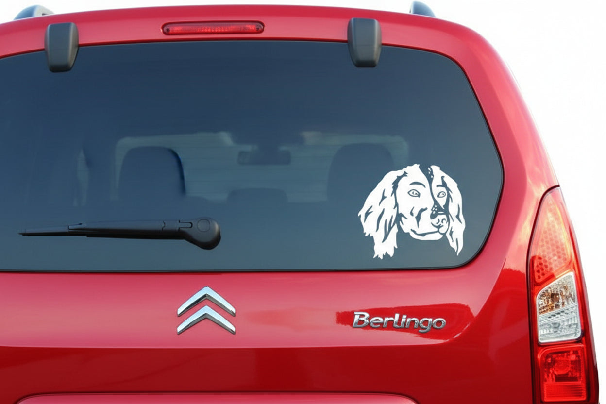 Münsterländer Aufkleber Wohnmobil | Hund Kopf Autoaufkleber & Wandtattoo - H20cm / Schwarz