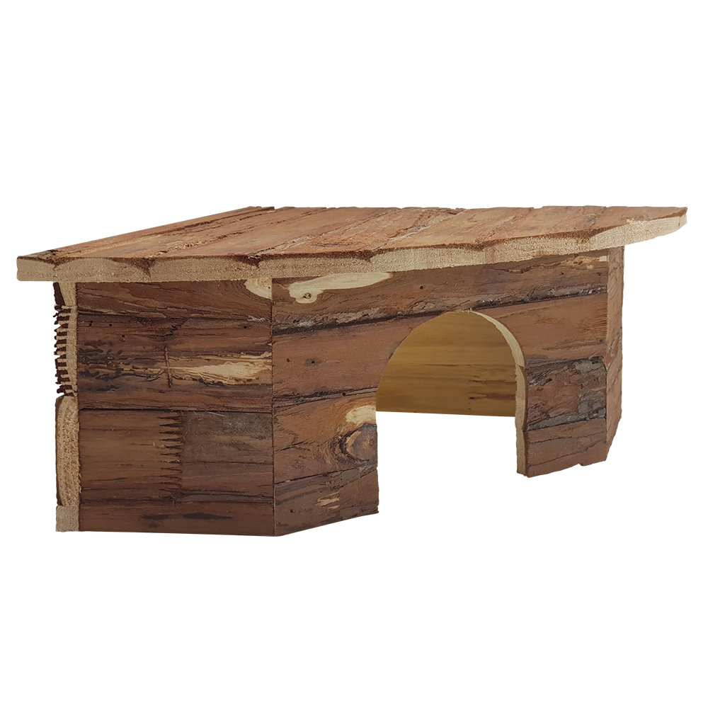 Nager Haus / Kaninchen Haus / Eck Haus mit Rinde 30 cm