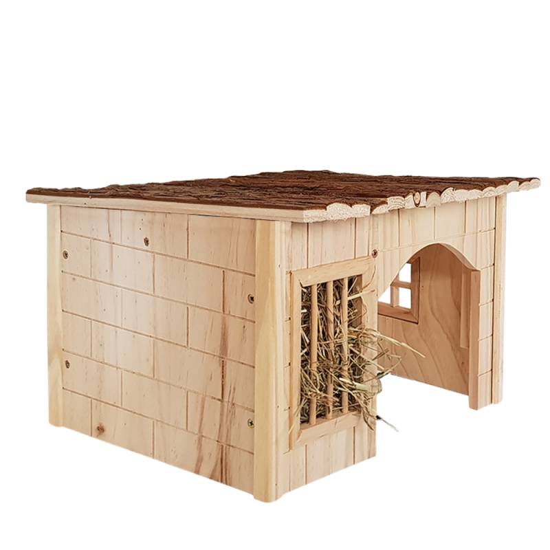 Nager Haus / Kaninchen Haus / Kleintier Haus Nature mit Heuraufe