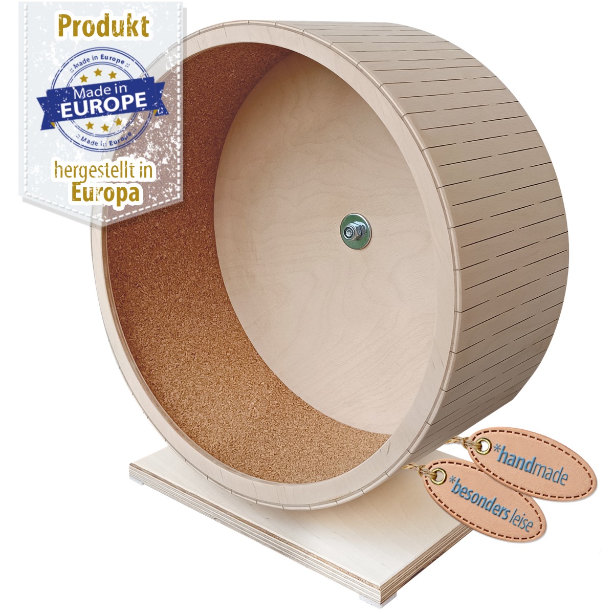 Nager Laufrad aus Holz mit Korkeinlage - kugelgelagert - 33 cm - Standmodell