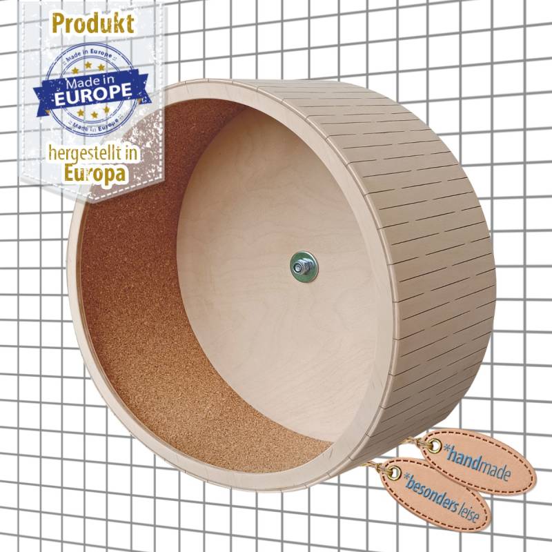 Nager Laufrad aus Holz mit Korkeinlage - kugelgelagert - 33 cm - hängbar Nager Laufrad aus Holz mit Korkeinlage - kugelgelagert - 33 cm - hängbar