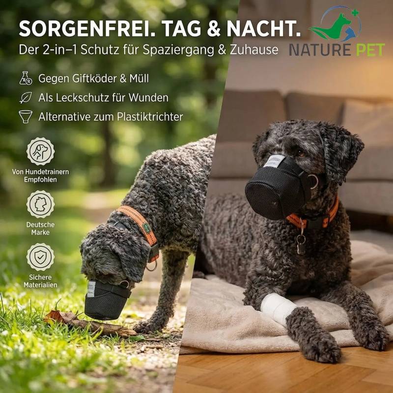 Nature Pet Giftköderschutz für Hunde – Maulkorb gegen Giftköder & Leckschutz – M Lang Nature Pet Giftköderschutz für Hunde – Maulkorb gegen Giftköder & Leckschutz – M Lang