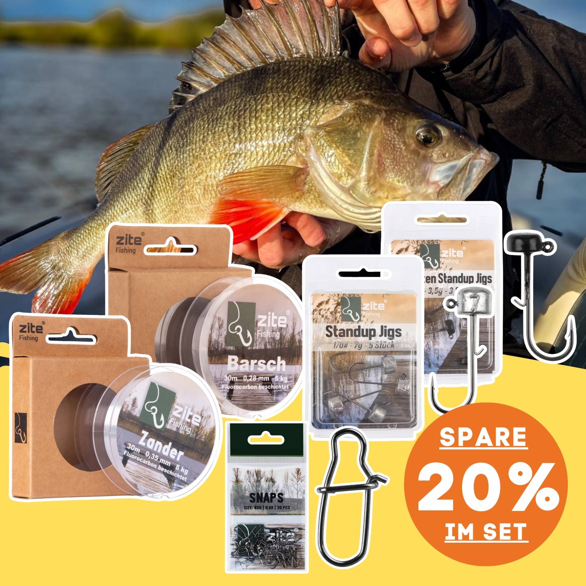 Ned Rig Bundle mit Stand Up Jigs in Blei & Tungsten sowie Snaps und Schnüre für Barsch & Zander Angeln