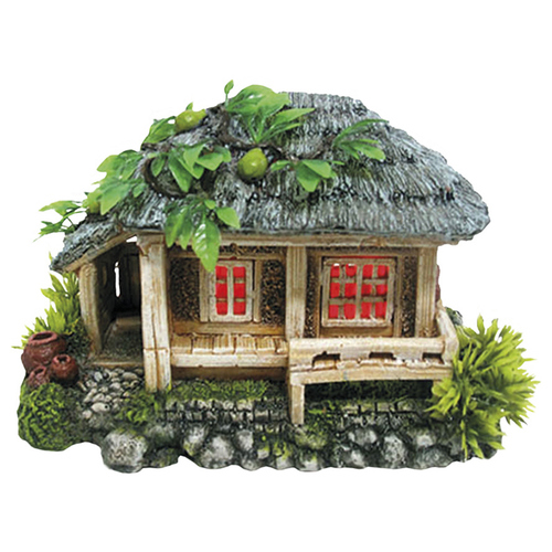 Nobby Aquariendekoration Holzhaus mit LED