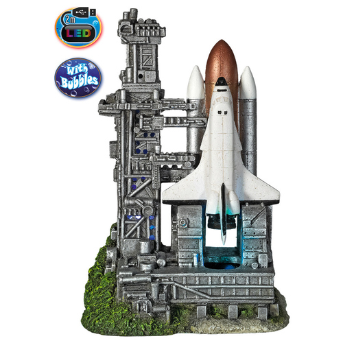 Nobby Aquariendekoration Raumschiff mit Startrampe mit LED