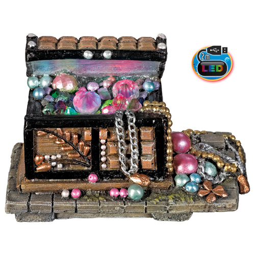 Nobby Aquariendekoration Schatztruhe mit LED