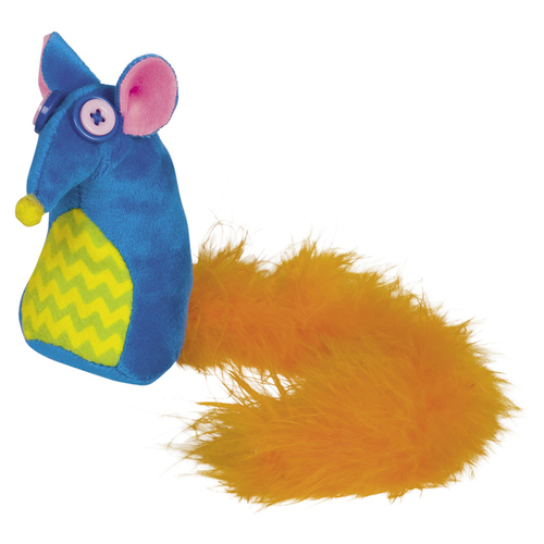 Nobby Bunte Plüschmaus mit Feder & Catnip
