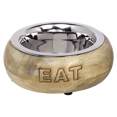 Nobby Edelstahlnapf Eat mit Holzring, Durchmesser: 23 cm